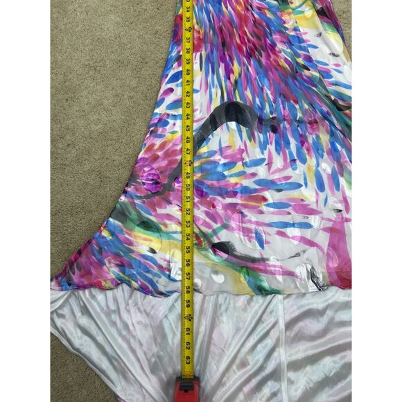 LaFemme Paris Sequin Prom Gown Women's 4 Flowy Silk Beaded Multicolor Open Sides - Picture 14 of 16